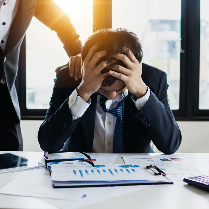 Tired man at office