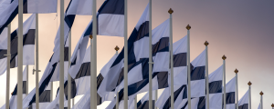 Banderas de Finlandia en masa
