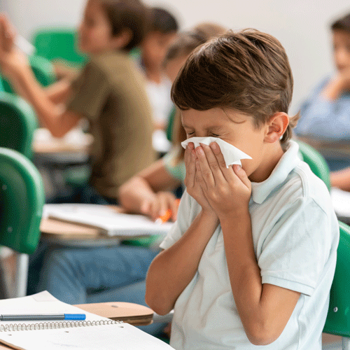 Infected student in classroom